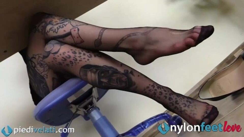 Secretary scene with gentle Mette from Nylon Feet Love