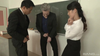 Japanese babe with hairy pussy Mina Asahi fucked in the classroom