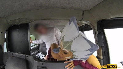 Taxi backseat sex in the missionary pose with a busty Karlie Simon